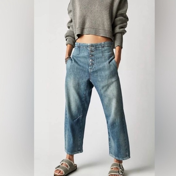 We the Free Osaka Jeans free people denim button fly 28 cropped barrel - Picture 9 of 9